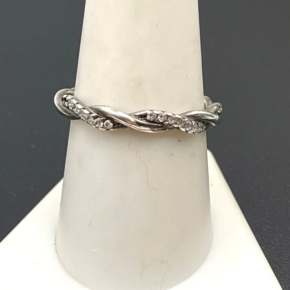 IBB Designer Signed 925 Sterling Silver CZ Infinity Twisted Band Ring Sz 9.25‎